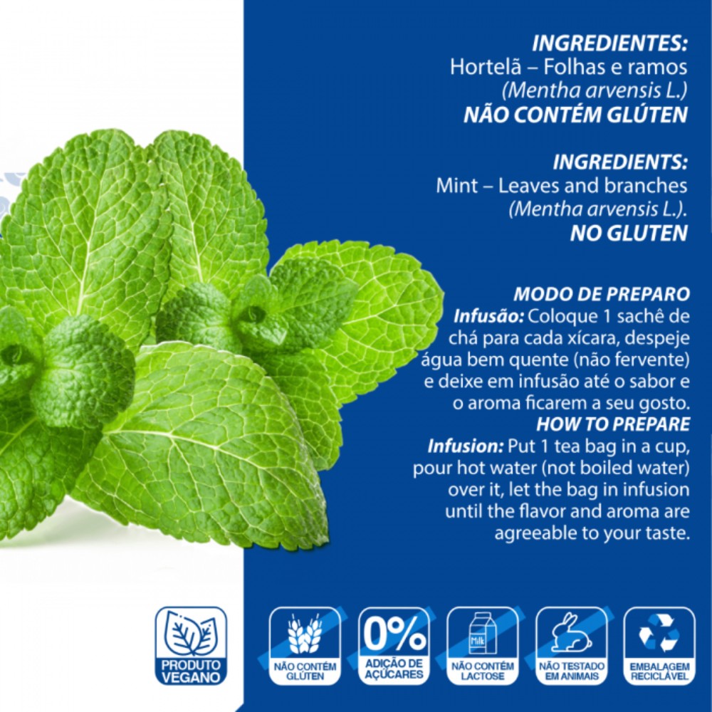 chá de hortelã vs chá verde calorias