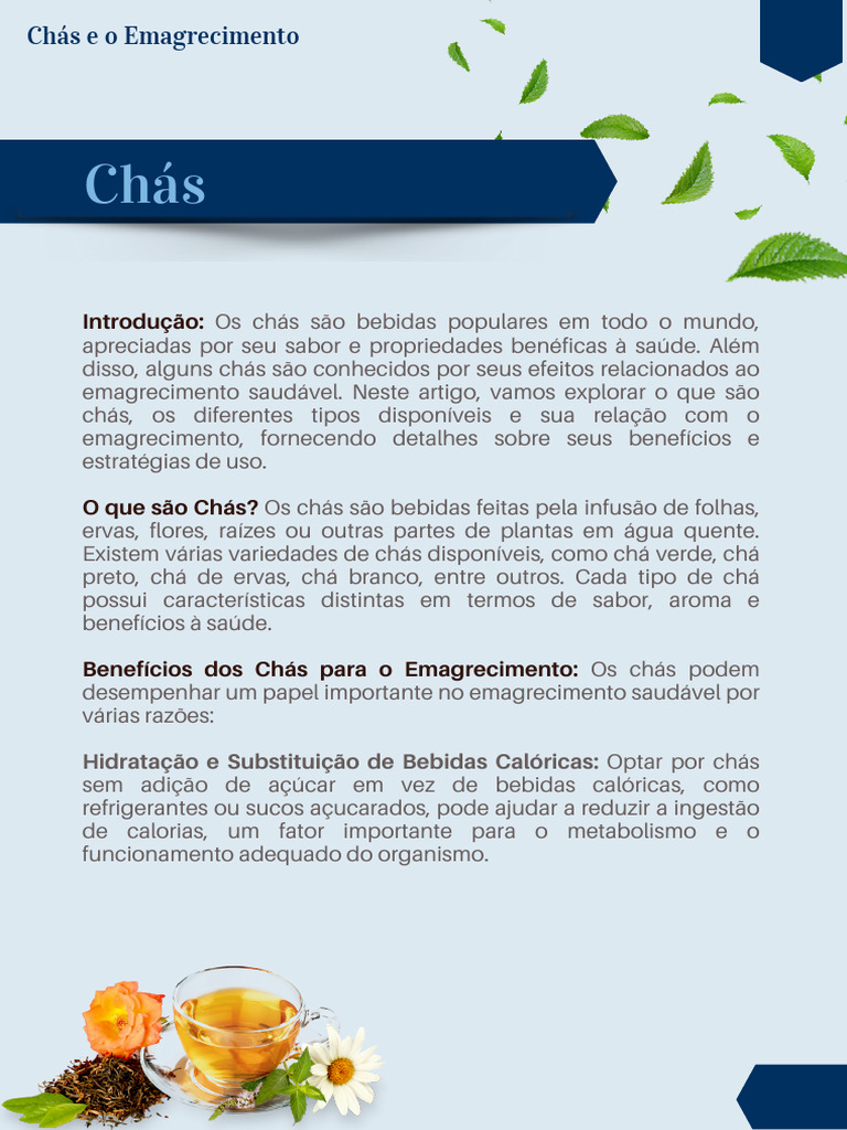 chá para controlar o apetite